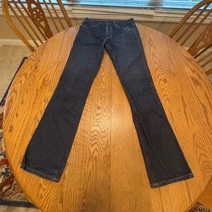 Nudie Jeans Slim Jim Mens 33x32 Blue Jeans Straight Dry Broken Twill READ Sweden